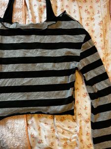 Striped Long Sleeve off shoulder