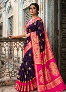 Elegant Mauve & Pink Silk Saree