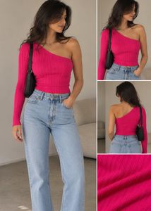 H&M Hot Pink One-Shoulder Ribbed Top