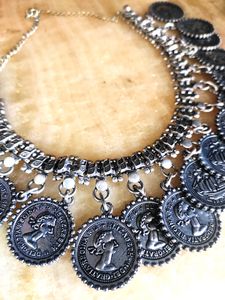 Handmade Tribal Oxidised Coin Necklace
