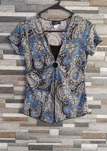 Stylish Blue Paisley Print Top