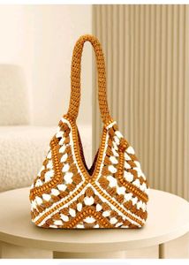Handcrafted Crochet Tote Bag, Cotton and Jute,