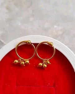 Gold Hoop Earrings with Charms
