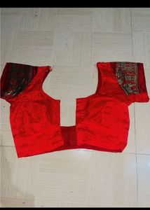 Elegant Cream &amp; Red Silk Saree
