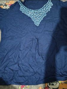 Blue Kurta with Lace Neckline 11