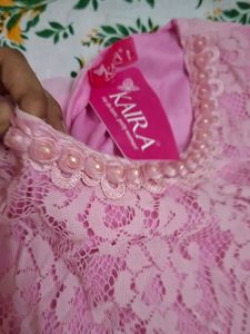 Pink Lace Detailed Kurta