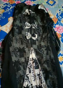 Elegant Black &amp; White One piece with Leaf Print