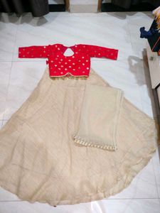 Beautiful Red & Cream Lehanga Choli
