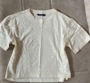 Cream Eyelet Puff Sleeve Top