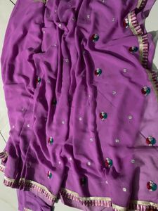 Beautiful Lavender Embroidered Saree