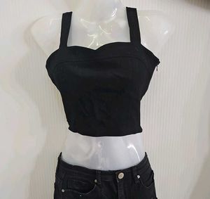 Black Sleeveless Crop Top