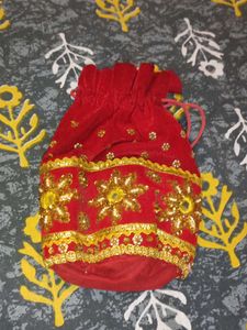 Red Embellished Potli Bag