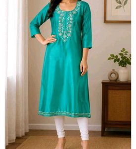New Elegant Teal Kurta Set with Intricate Embroide
