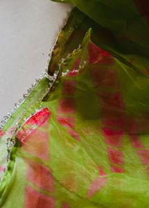 Lime Green Kurta Set with Pink Tie-Dye