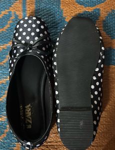 Black White Polka Dot Ballerina Flats
