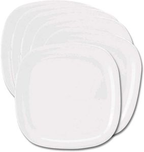 Set of  6 White milamin Square Dinner Plates