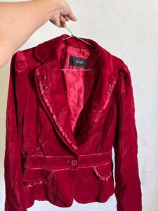 Elegant Red Velvet Blazer