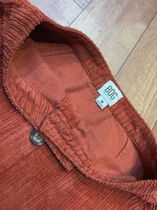 Rust Corduroy Button-Front Skirt