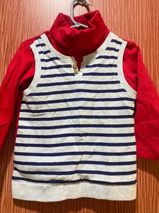 Boys Red High Neck Tshirt