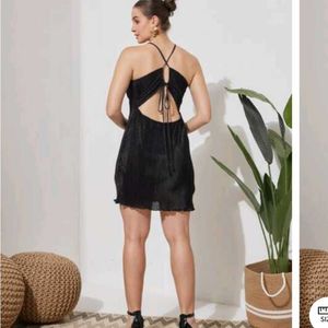 XS size Sleek Black Halter Mini Dress