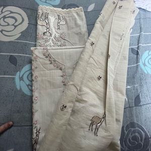 Embroidered dress material with Deer Motif