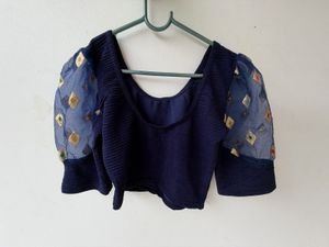 Gorgeous Navy Blue Slip on Blouse