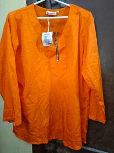 Vibrant Orange Zipper Kurta