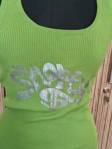 Green Ribbed Halter Top