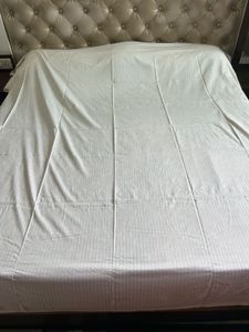 Beige white Soft Striped King size Bedsheet set