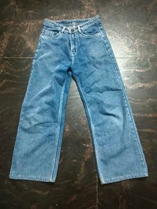 Women's Wide Leg Blue Denim Jeans