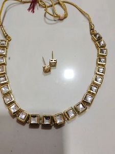 kundan single line necklace set