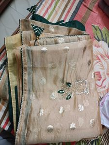 Elegant Golden Saree with Unique Print
