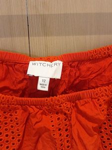 Orange Eyelet Off-Shoulder Top