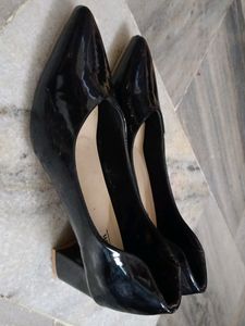 Shiny Black Belly Heels