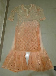 Elegant Peach Embellished Kurta Set