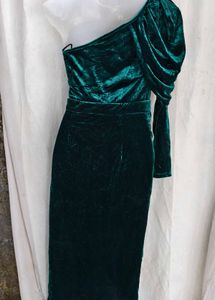 velvet dark green bodycon