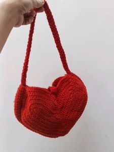 Red Heart Crochet Shoulder Bag