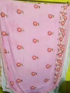 Elegant Floral Embroidered Saree
