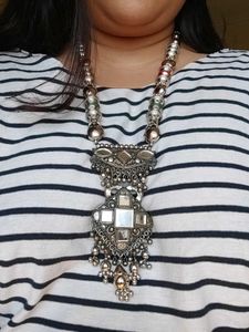 Boho Oxidized Mirror Work Necklace Set