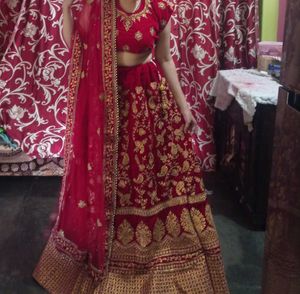 Red Embroidered Lehenga Choli