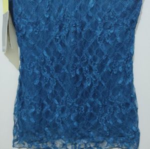 Majora teal blue sleeveless lace top blouse