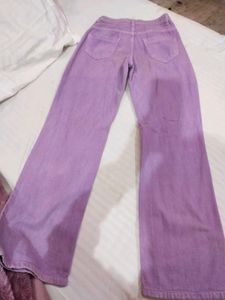 Lavender Wide Leg Denim Jeans