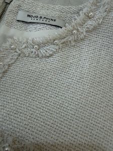 white tweed shift dress