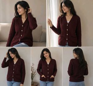 Maroon Cable Knit Sweater for girl's / women.