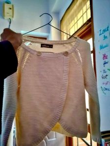 Milbann Cream Knitted Wrap Cardigan