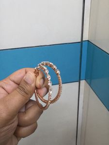 Sparkling Rose Gold Hoop Earrings