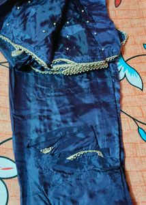 Elegant Navy Blue Saree With Boat Neck Blouse