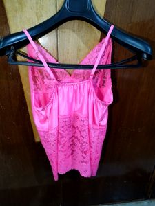 New Pink Satin Lingerie Set 🌸