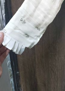 Embellished White Kurta with dupatta