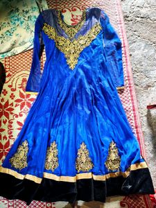 Beautiful Blue Kurta Set with Gold Embellishments